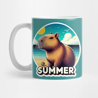 Cute summer capybara on the beach Mug